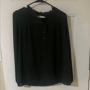 LOFT Black Button-Down Blouse